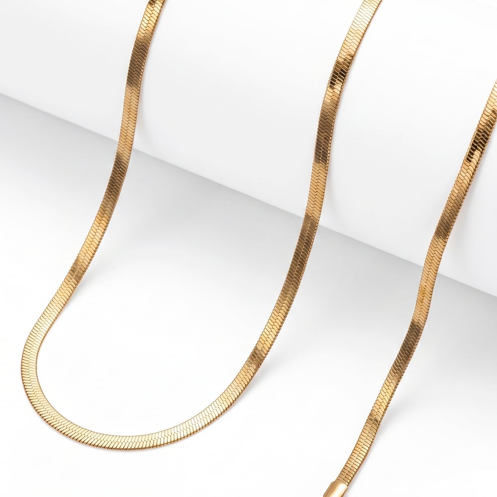 Handmade Stainless Steel 18K Gold Flat Waist Chain